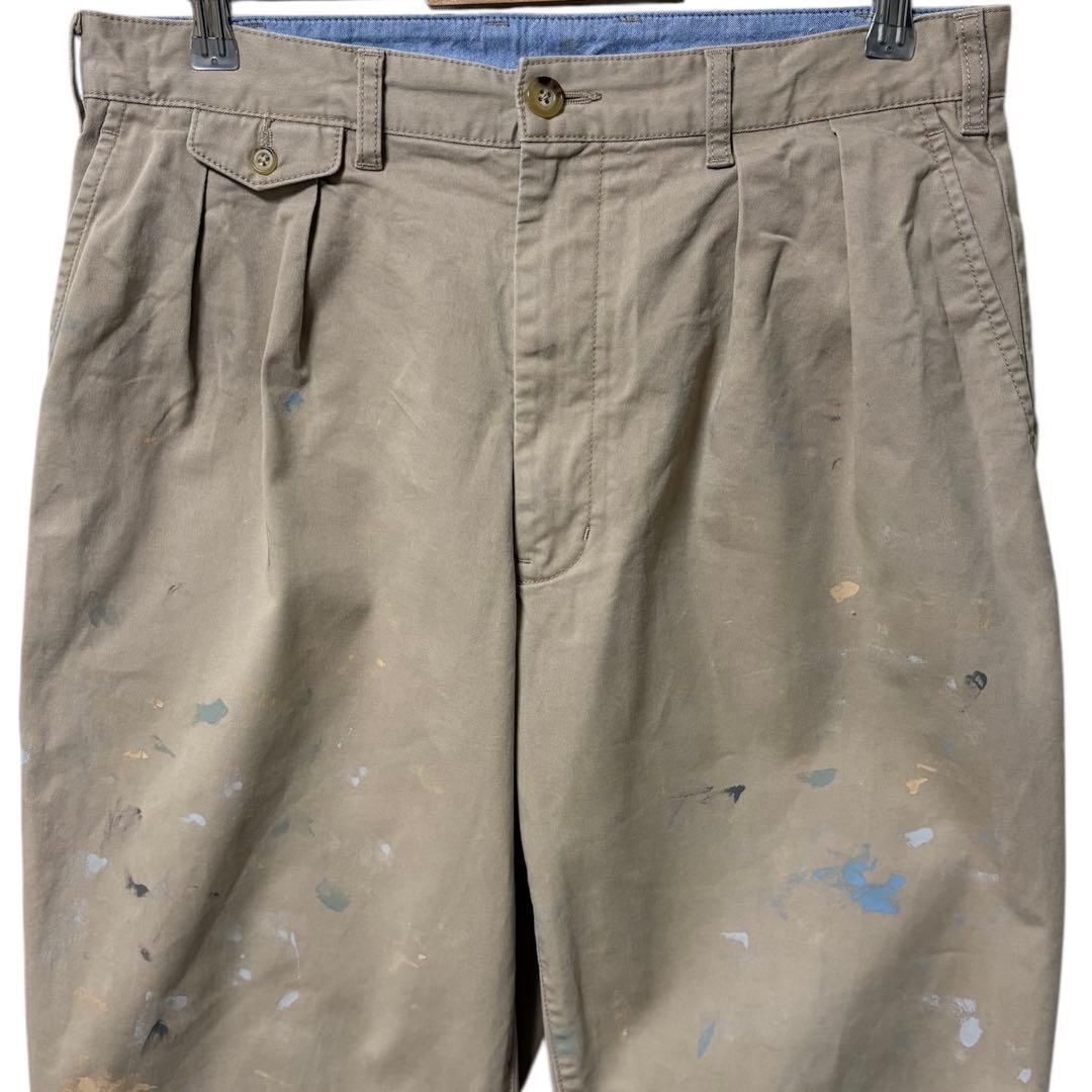 BEAMS+ 2プリーツチノトラウザーズ ストレッチペンキ ペイント 一点物