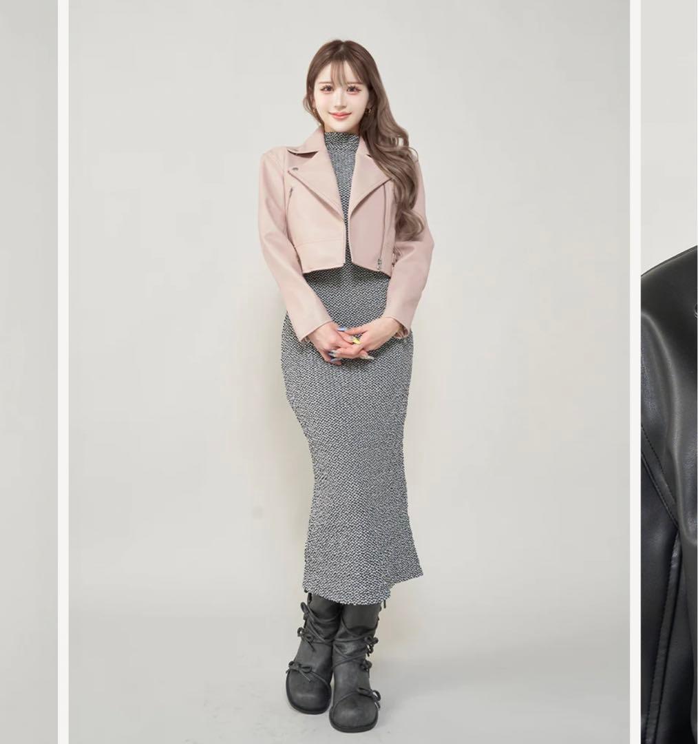 新品タグ付き ダーリッチ ダブルベルトライダースジャケット ピンク