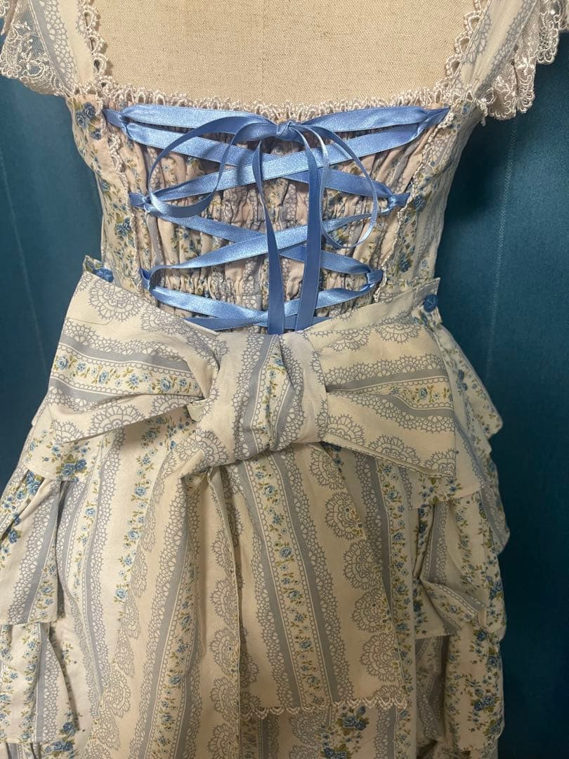 Angelic Pretty 青×白 小花柄 フラワープリント JSK