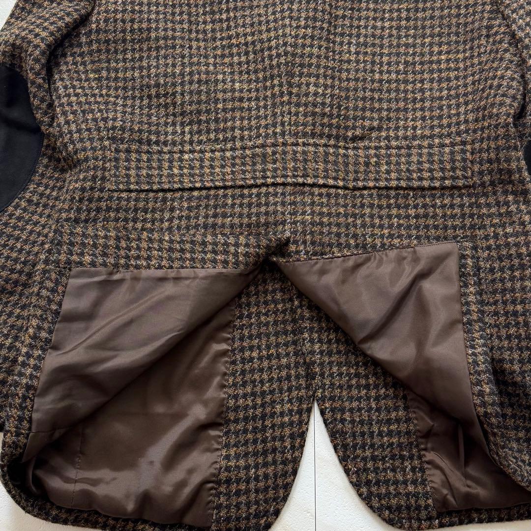 ハリスツイード テーラードジャケット エルボーパッチ 胡桃ボタン L