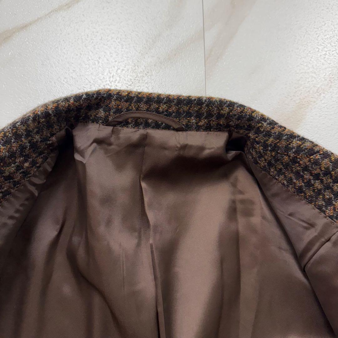 ハリスツイード テーラードジャケット エルボーパッチ 胡桃ボタン L