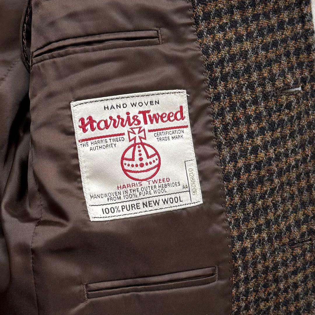 ハリスツイード テーラードジャケット エルボーパッチ 胡桃ボタン L