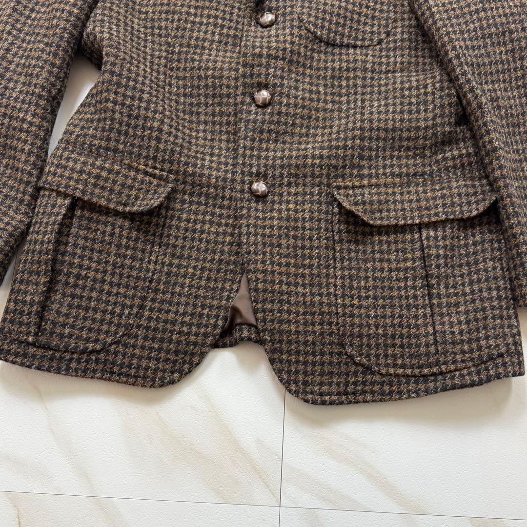 ハリスツイード テーラードジャケット エルボーパッチ 胡桃ボタン L
