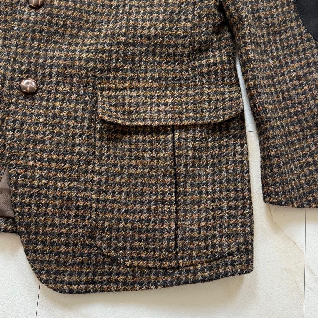 ハリスツイード テーラードジャケット エルボーパッチ 胡桃ボタン L