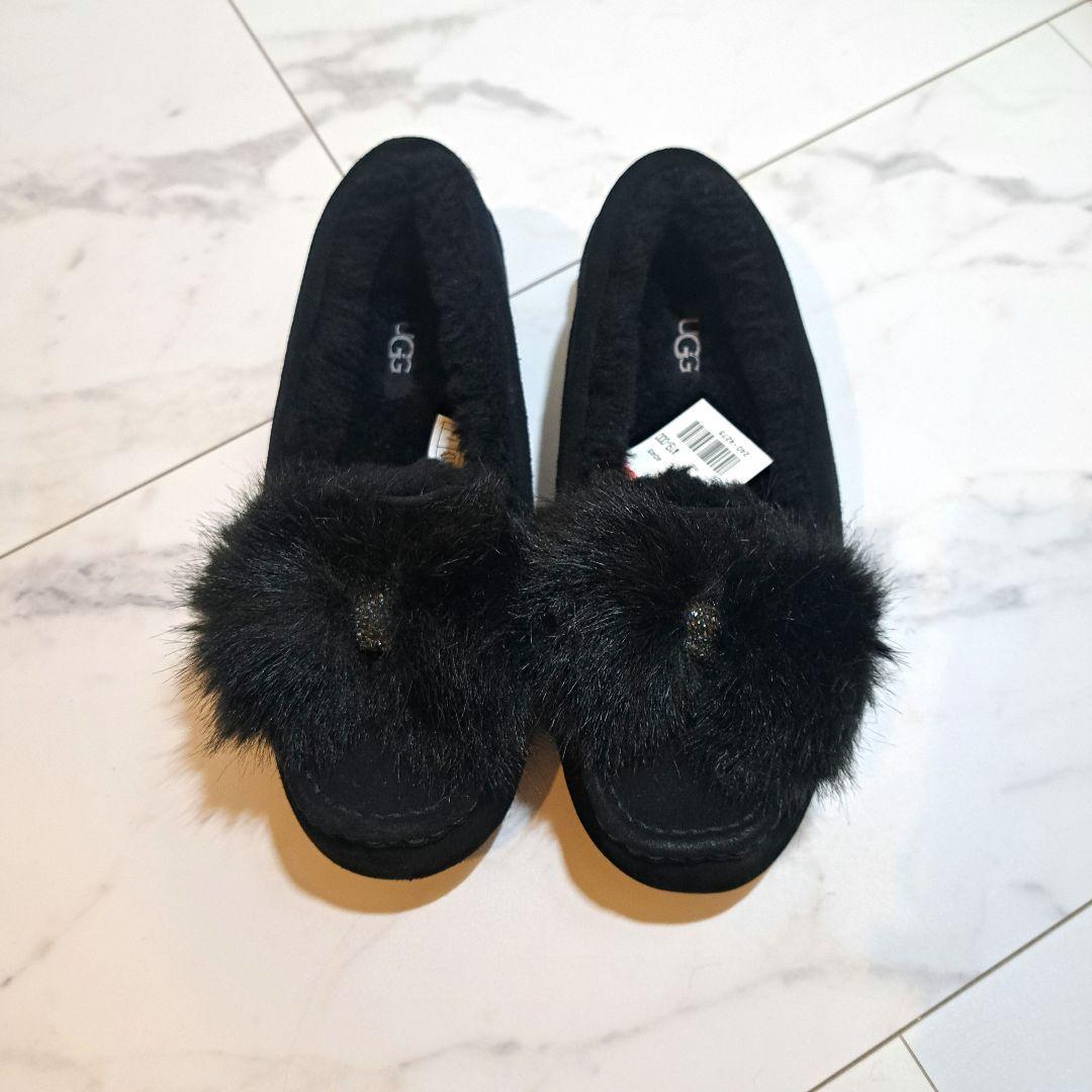 UGG Ansley Puff Bow リボン モカシン 24cm ブラック