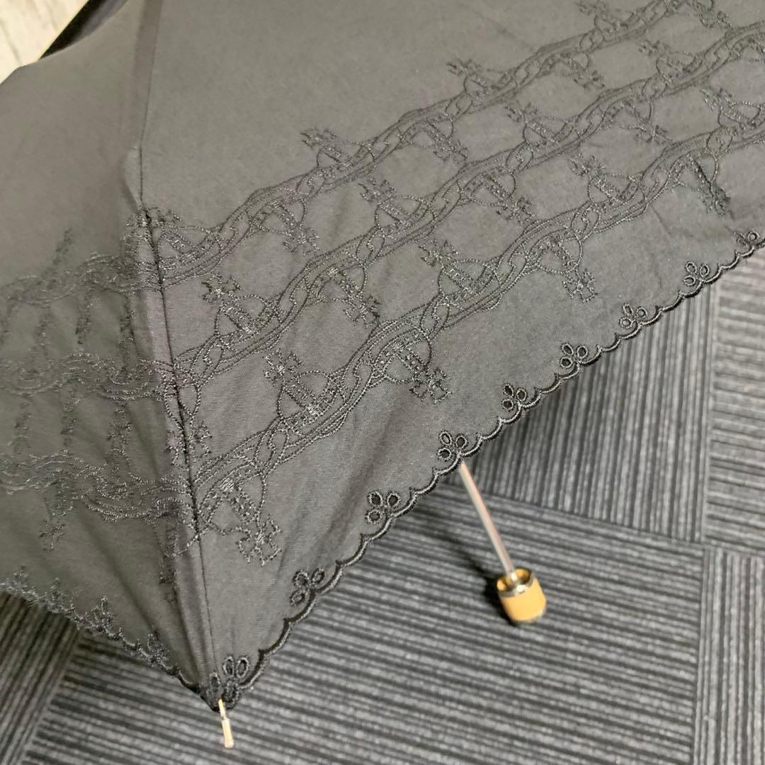 ヴィヴィアンウエストウッド♡オーブ刺繍入り折りたたみ日傘♡ブラック♡UV加工