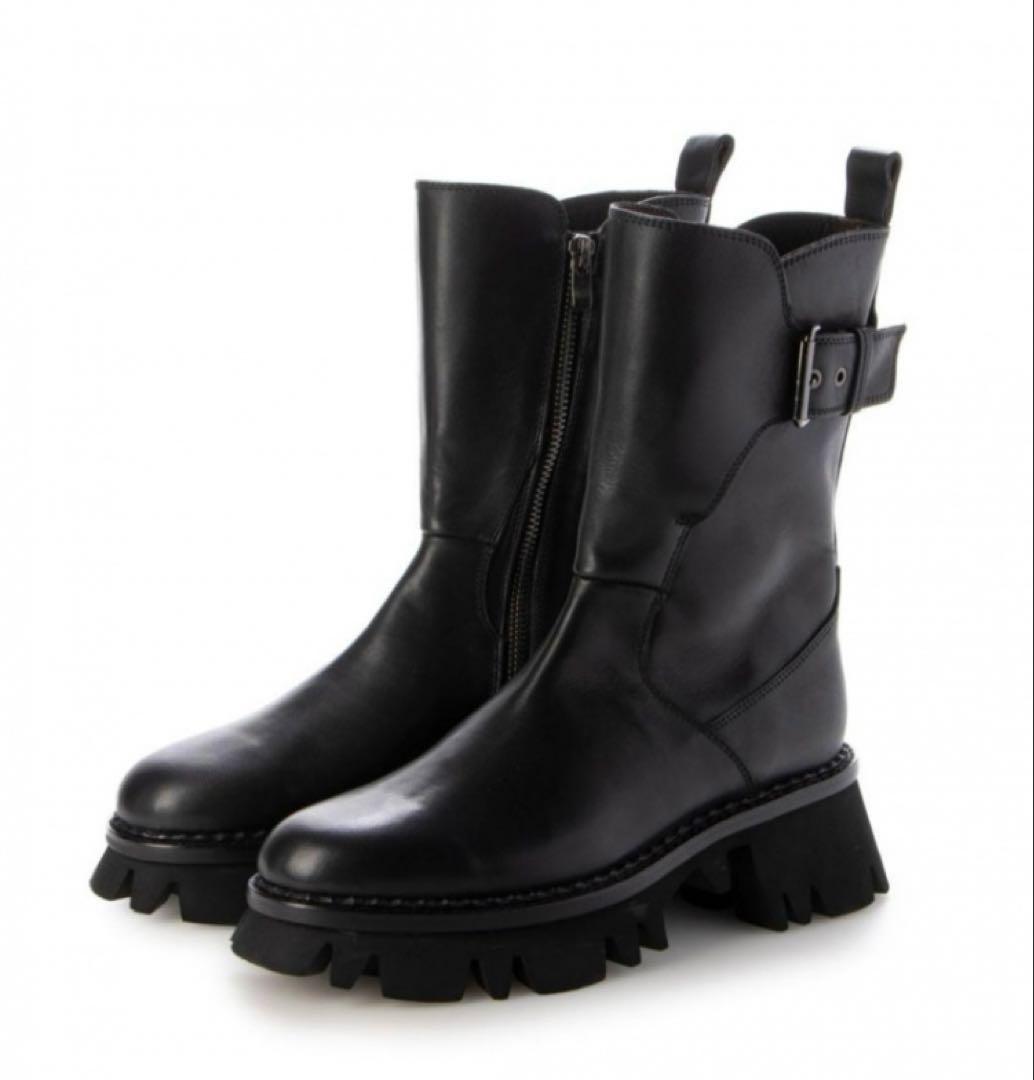 SAYA 本革ブラックエンジニアブーツ 24