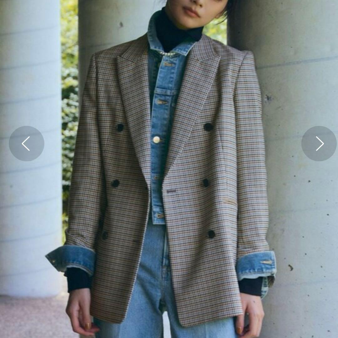 美品 23区 ガンクラブチェックストレッチ ジャケットサイズ38