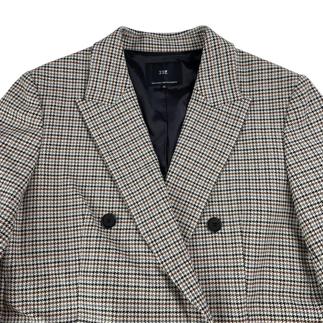 美品 23区 ガンクラブチェックストレッチ ジャケットサイズ38