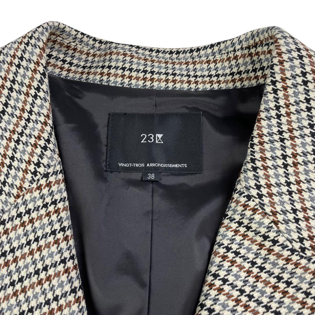 美品 23区 ガンクラブチェックストレッチ ジャケットサイズ38