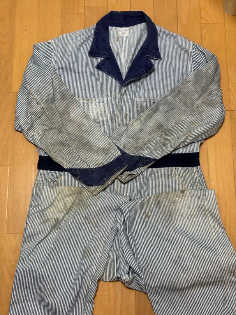 グ*ン様 超希少！1950sヴィンテージオールインワン　ヒッコリーつなぎ