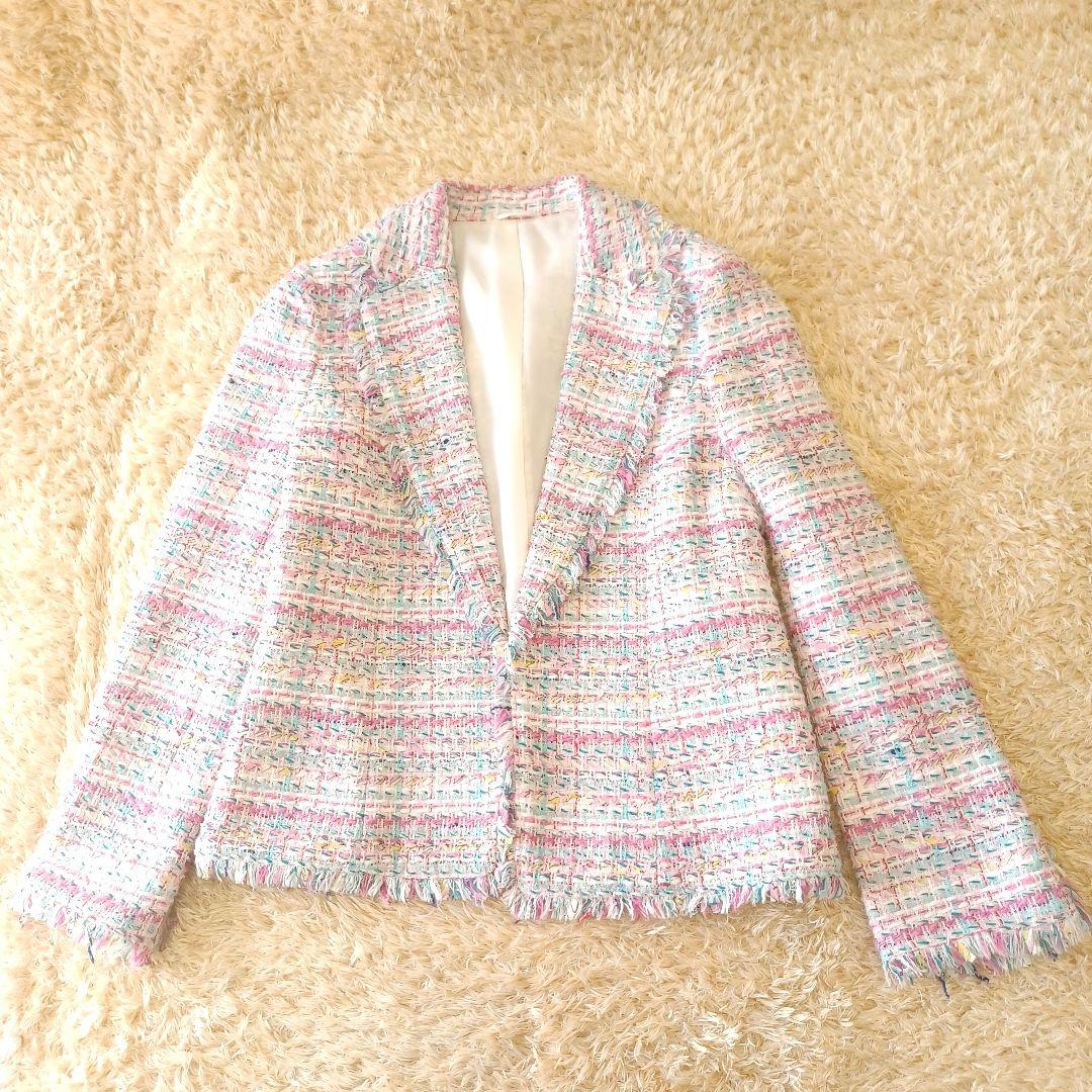 アナイ　カラーリボンツイード テーラードジャケット　38