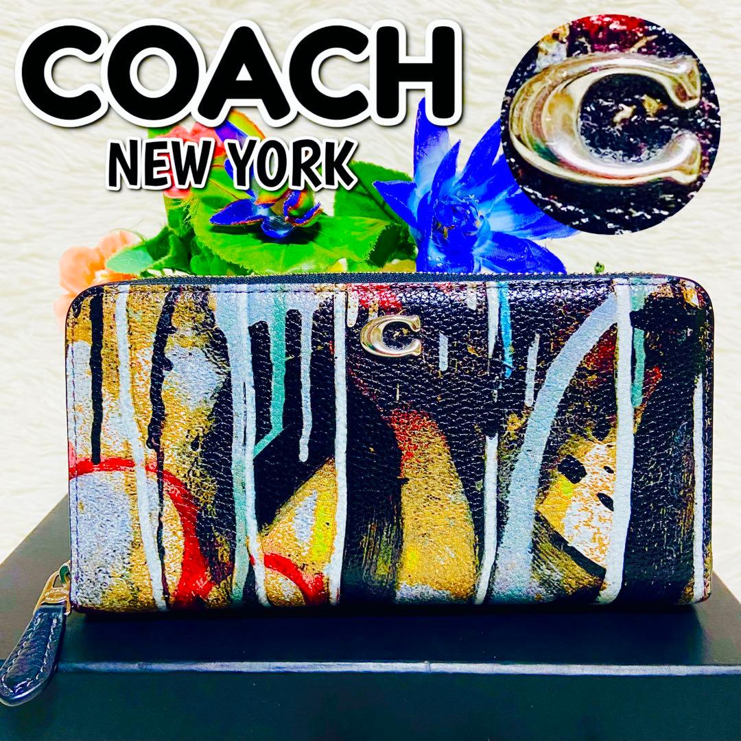 本革✨COACH✨コーチ✨MINT + SERF✨財布✨ラウンドファスナー✨総柄