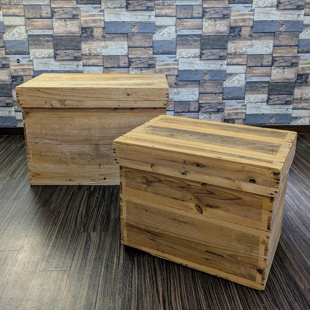 【ヴィンテージ】お茶箱 衣装ケース 道具入れ 大小 2個セット