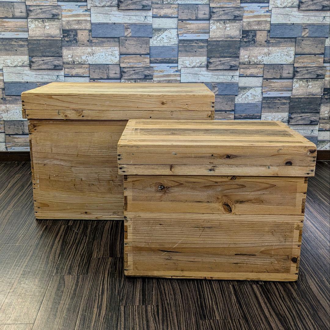 【ヴィンテージ】お茶箱 衣装ケース 道具入れ 大小 2個セット