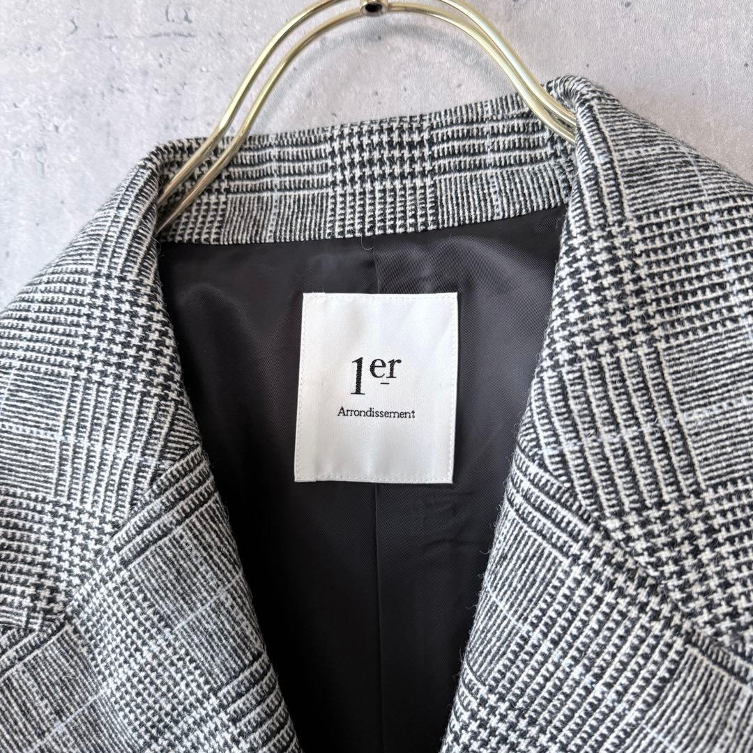 眼*長様 新品同様✨プルミエアロンディスモン グレンチェック　ショートWジャケッ