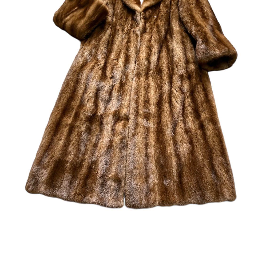 総丈115cm デミバフミンク ロング丈 リアルファーコート 本毛皮 XL