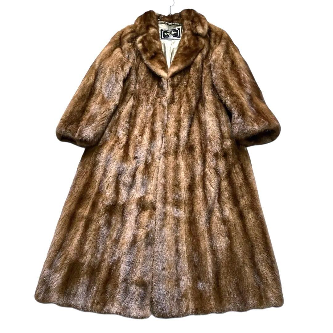 総丈115cm デミバフミンク ロング丈 リアルファーコート 本毛皮 XL