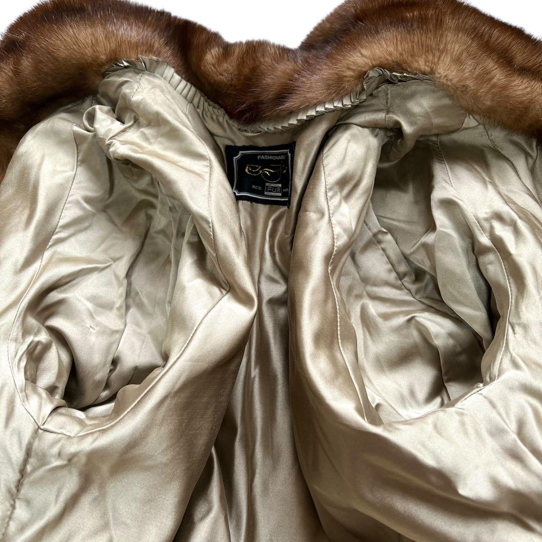 総丈115cm デミバフミンク ロング丈 リアルファーコート 本毛皮 XL