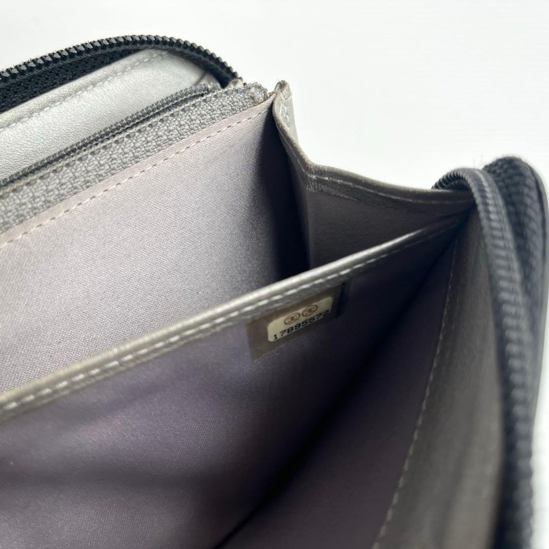 美品◎CHANEL カメリア 長財布 ラウンドファスナー レザー ブラック