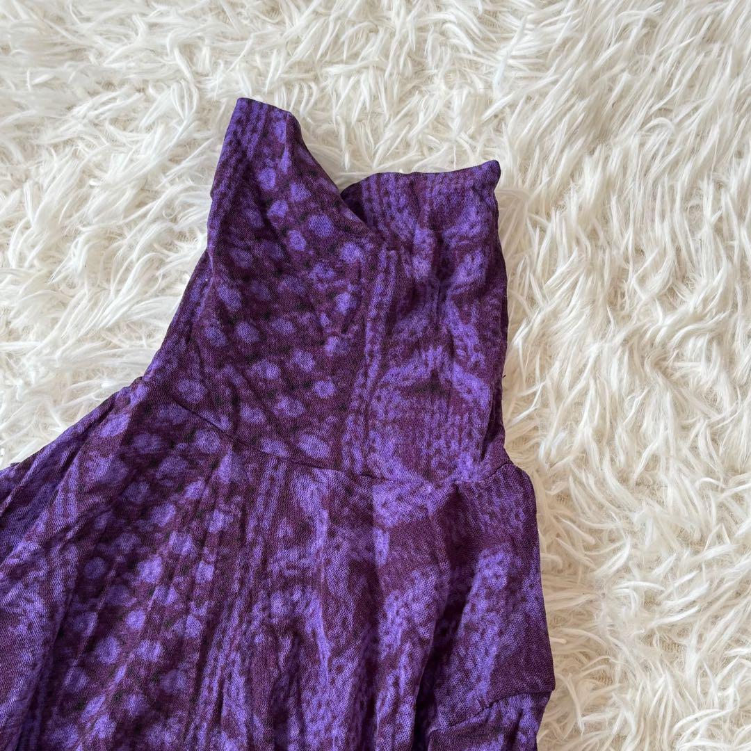 me イッセイミヤケ 転写 ケーブルニット 長袖カットソー ナイロン 紫 総柄