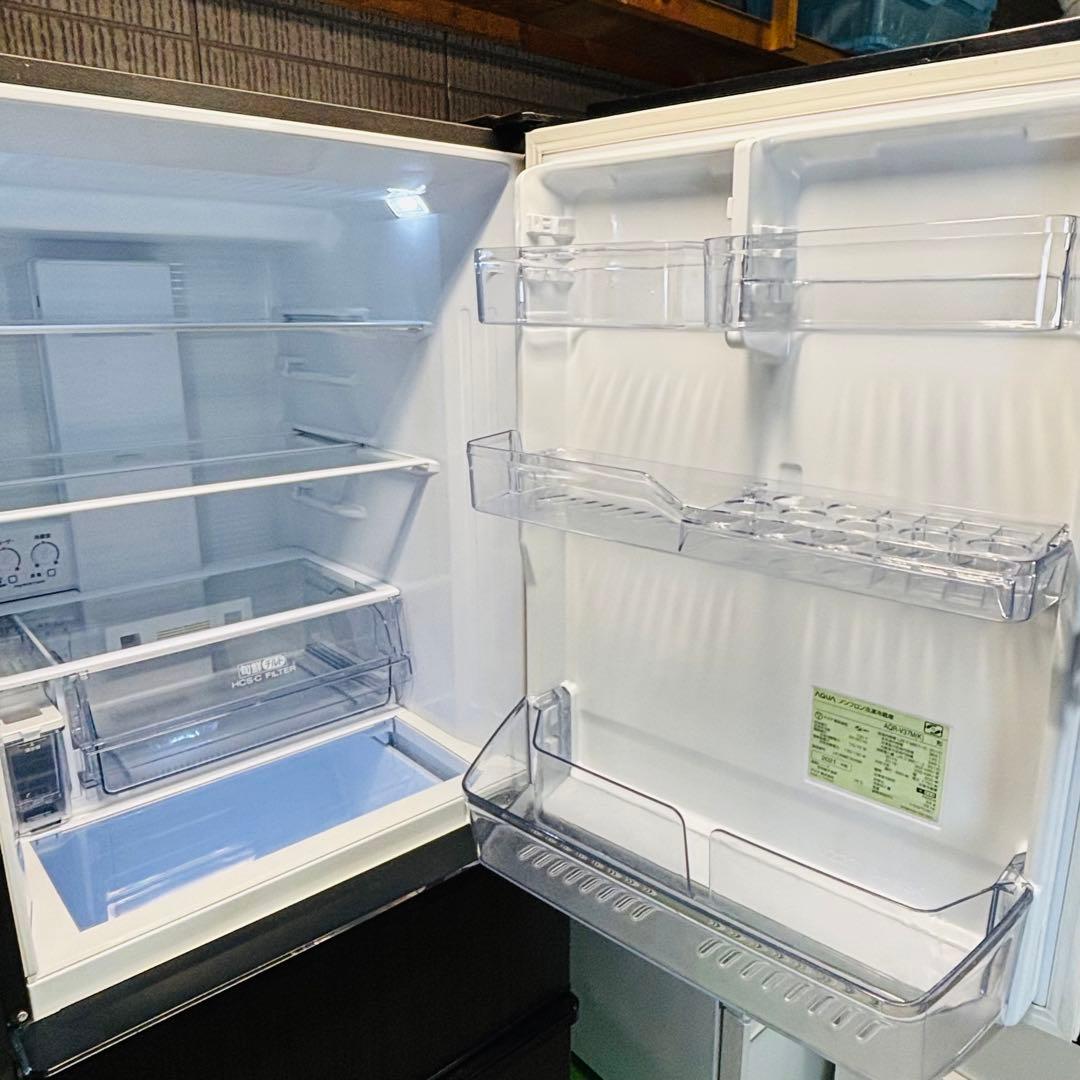 美品 AQUA 368L 冷蔵庫 おしゃれ木目調 21年製【地域限定配送無料】