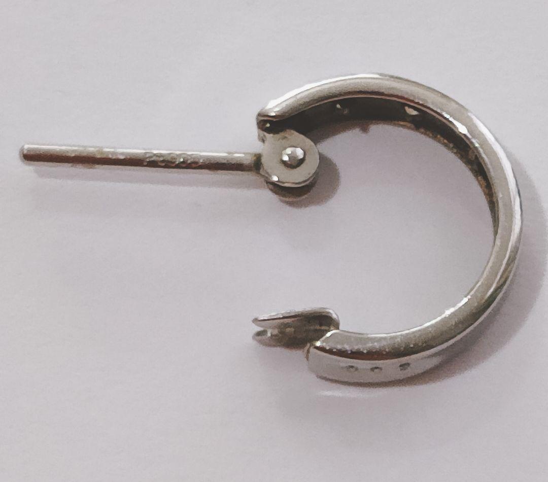【片側のみ】Pt.900 （刻印あり）フープピアス　メレダイヤ付き