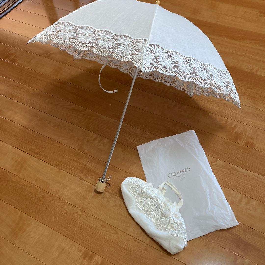ホワイト レースエッジ 折りたたみ日傘