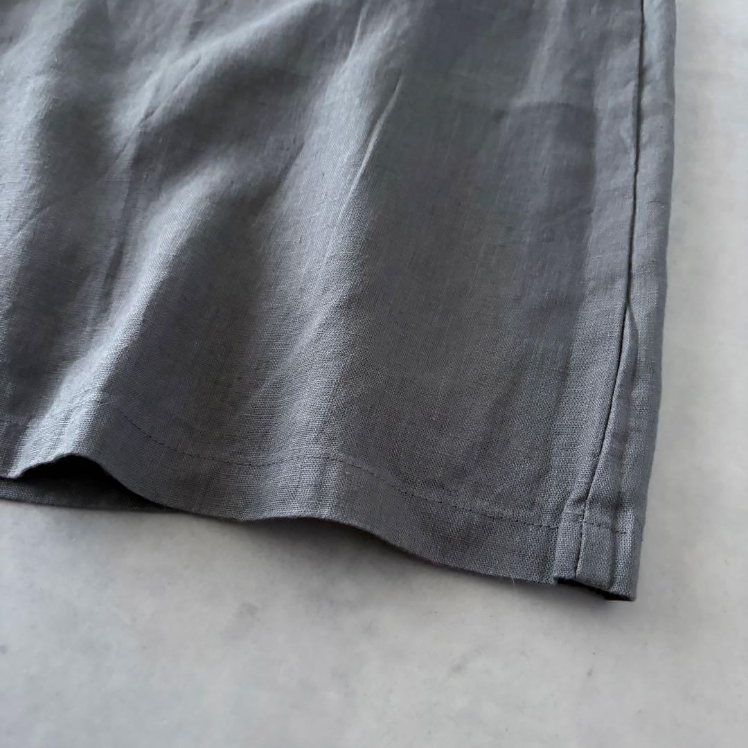 新品　フォグリネンワーク　麻100%　ガウチョパンツ　ワイド　ひざ下丈
