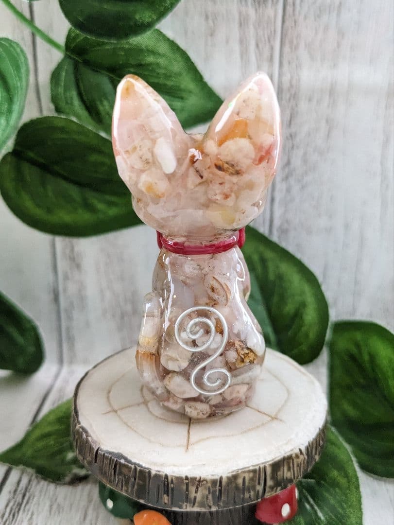 【容音】チェリーブロッサムアゲートの蝶ネクタイねこちゃん形オルゴ☆他５点