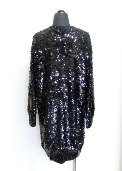 【極美品】グッチ コレクションライン 総スパンコール ニットワンピース L 黒