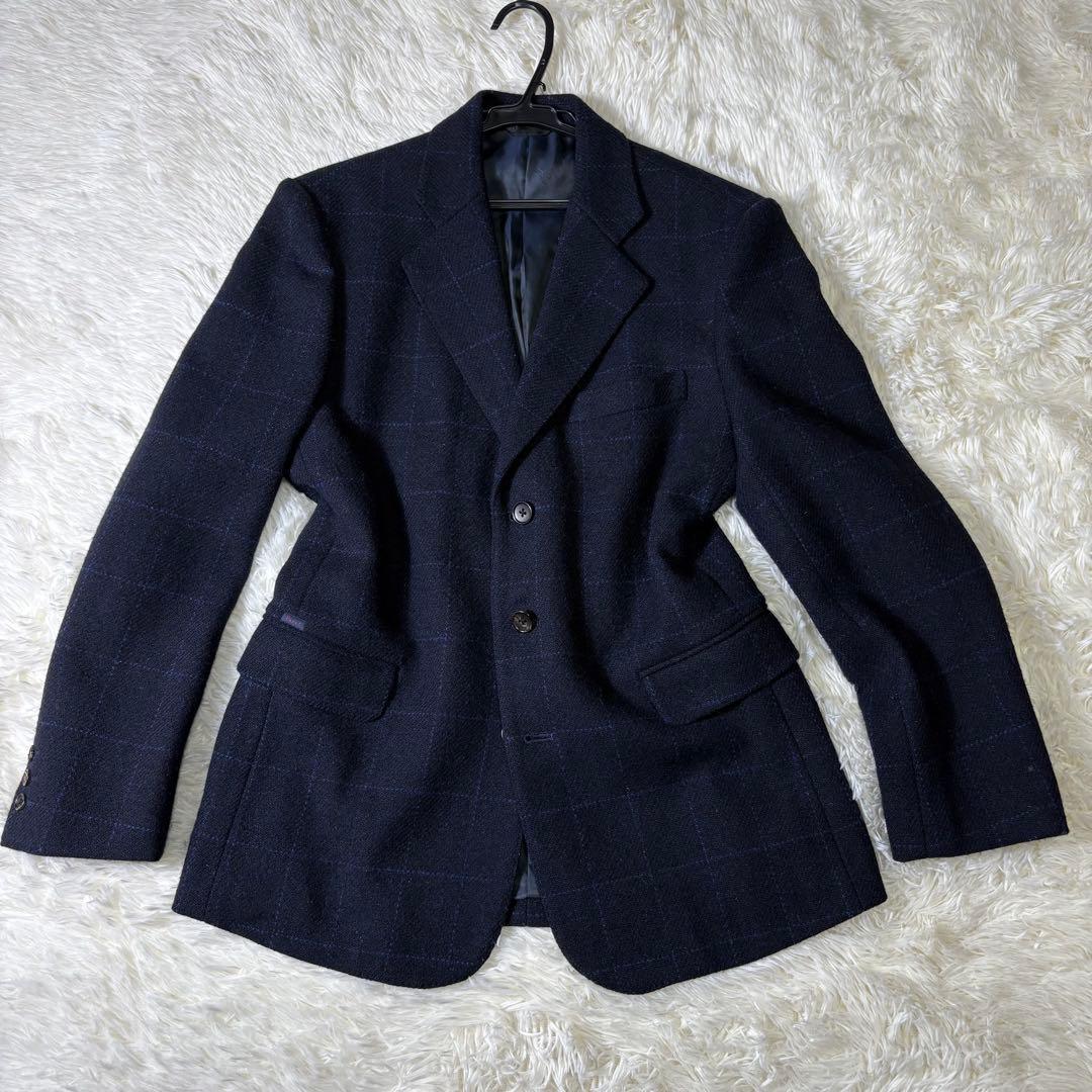 希少⭐️ パパス✖️ハリスツイード　テーラードジャケット別注　濃紺　3ボタン