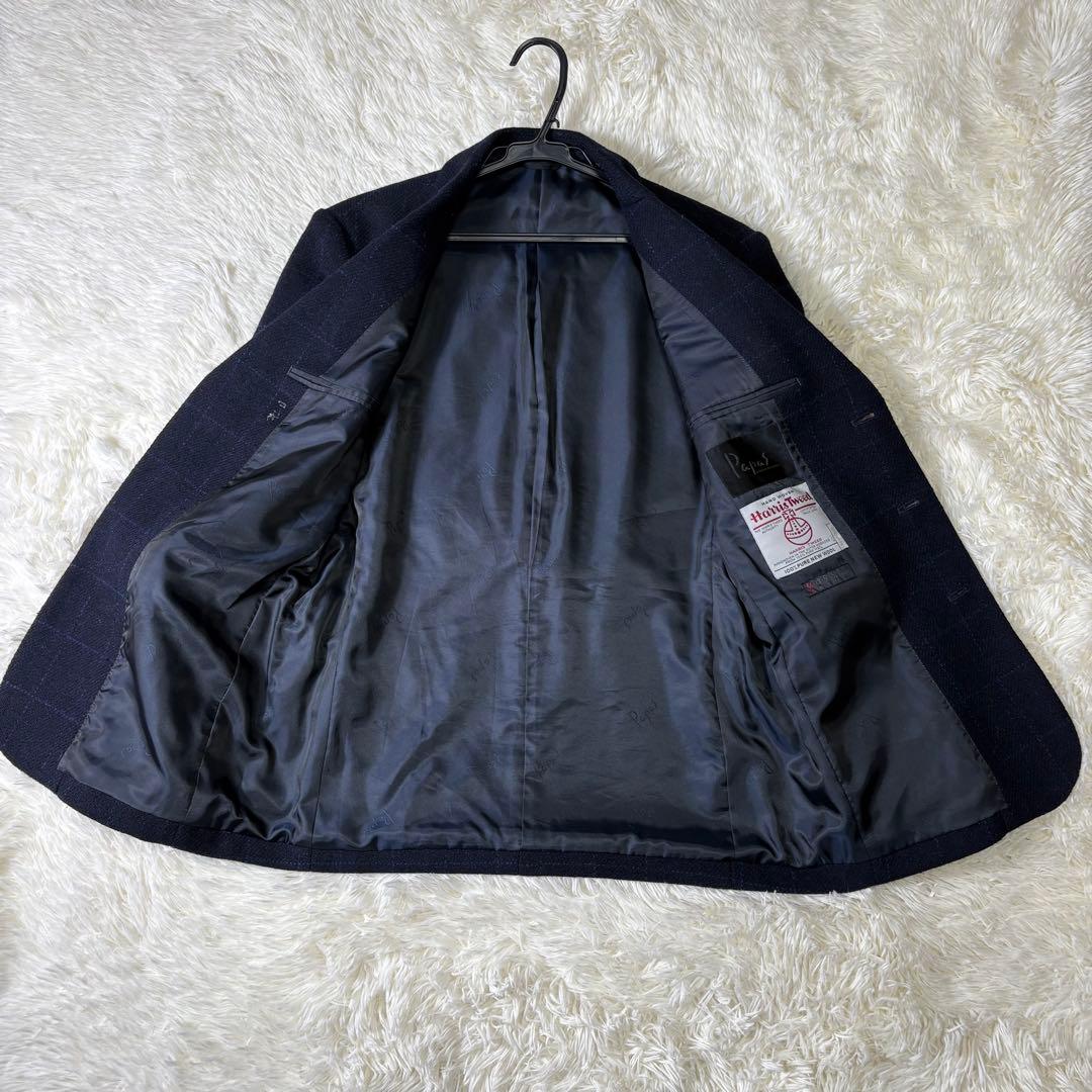 希少⭐️ パパス✖️ハリスツイード　テーラードジャケット別注　濃紺　3ボタン