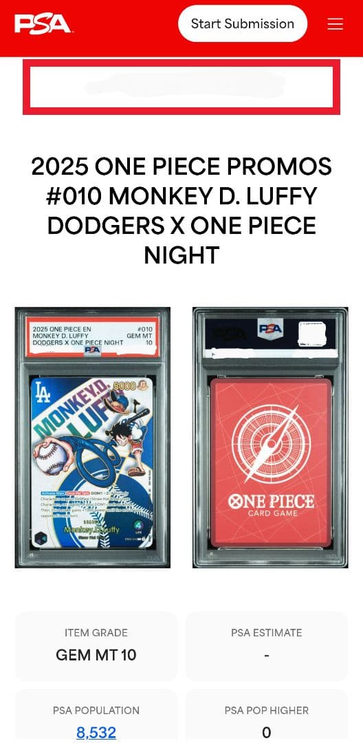 【PSA10】入手困難 希少 ワンピース ドジャースルフィ