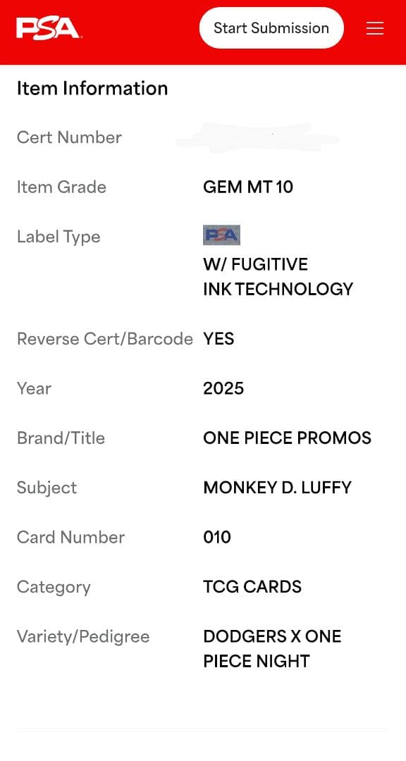 【PSA10】入手困難 希少 ワンピース ドジャースルフィ
