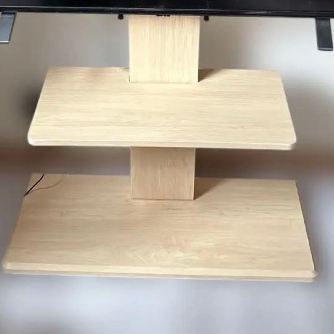 木製テレビスタンド 高さ調整可能 2段棚付き