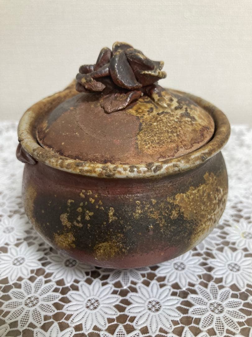 あ*い様 備前焼　奥本健一 宝瓶 牡丹摘宝瓶　茶道具