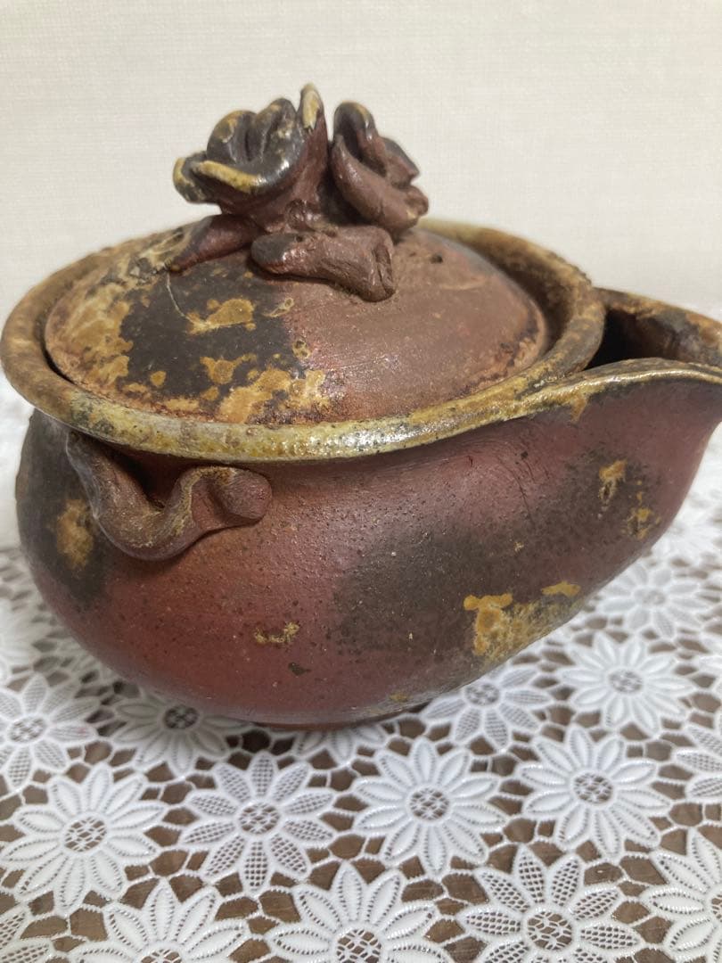 あ*い様 備前焼　奥本健一 宝瓶 牡丹摘宝瓶　茶道具