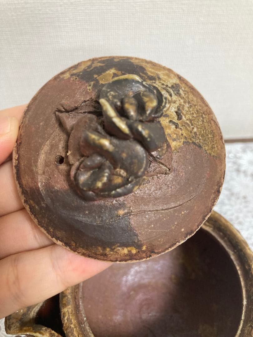 あ*い様 備前焼　奥本健一 宝瓶 牡丹摘宝瓶　茶道具