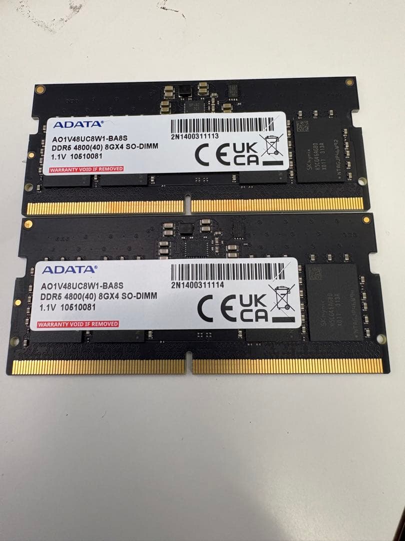 ADATA DDR5 4800 8GB メモリー　2枚