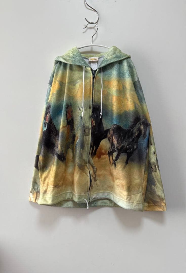 90s usa製 馬柄 ジップアップ フーディー スウェット itimi