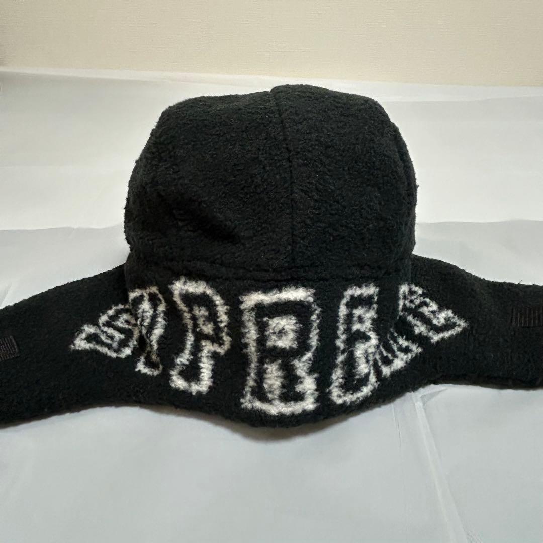 【ロマン 】フリースフライトキャップブラック　美品　耳当て部に大きなロゴ