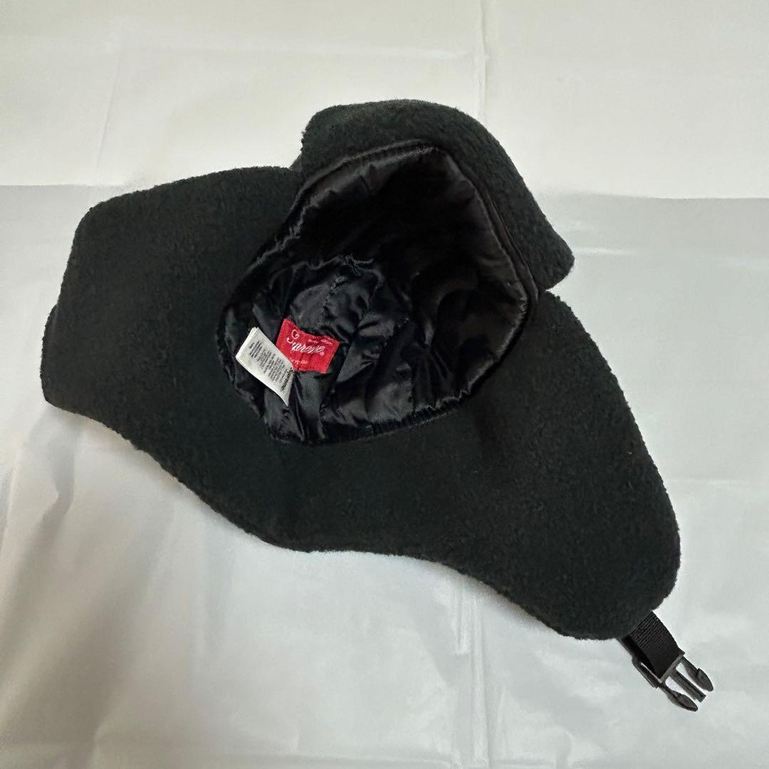 【ロマン 】フリースフライトキャップブラック　美品　耳当て部に大きなロゴ