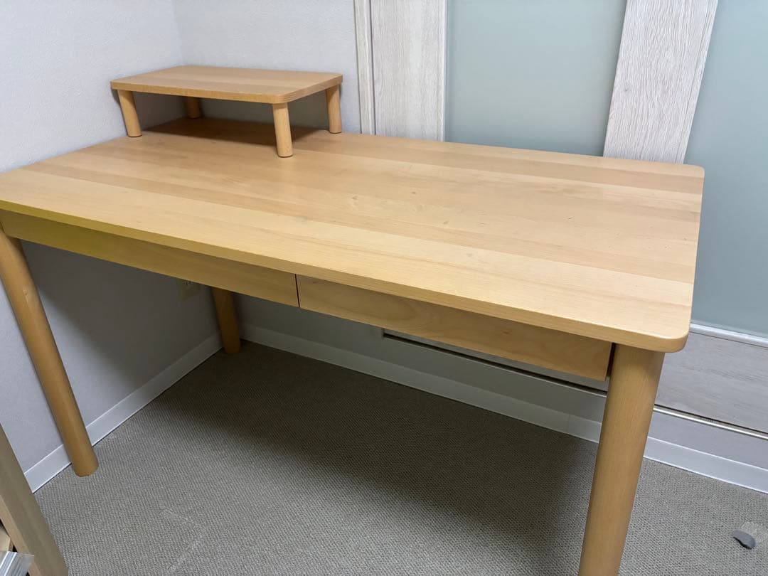 【8/4まで】無印良品　ブナ材デスク・幅１２０ｃｍ　ブナ材デスク用上置き棚付き