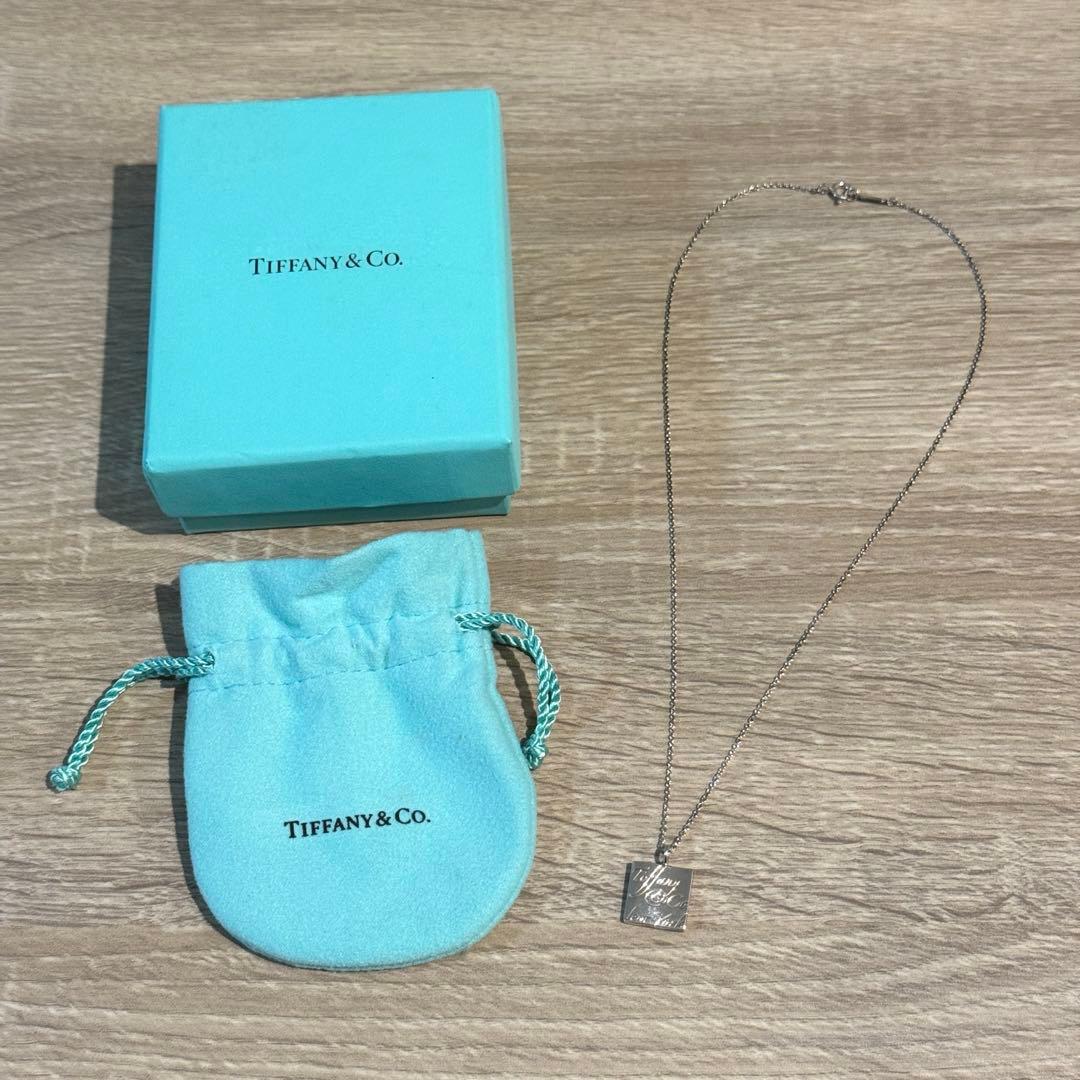 ティファニー　ノーツ　プレート　スクエア　ネックレス　Ag925