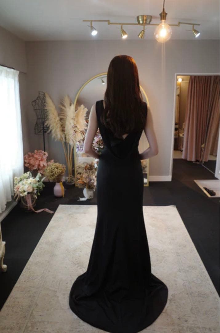 ⭐︎とうふ⭐︎ブラックドレス ウエディング 前撮り フレアドレス 二次会