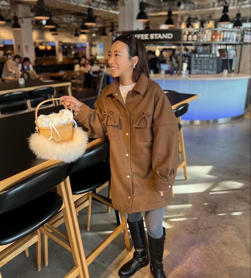 mi__na✫ プレッツェル　リボンジャケット　ブラウン