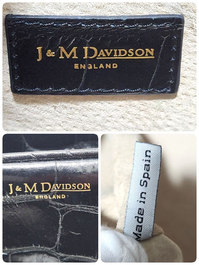 南京錠 クロコ 型押し ミニボストンバッグ ブラック J&M DAVIDSON
