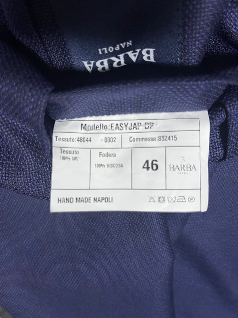 BARBA バルバ 46 ダブルブレスト ジャケット 4ボタン　ネイビー