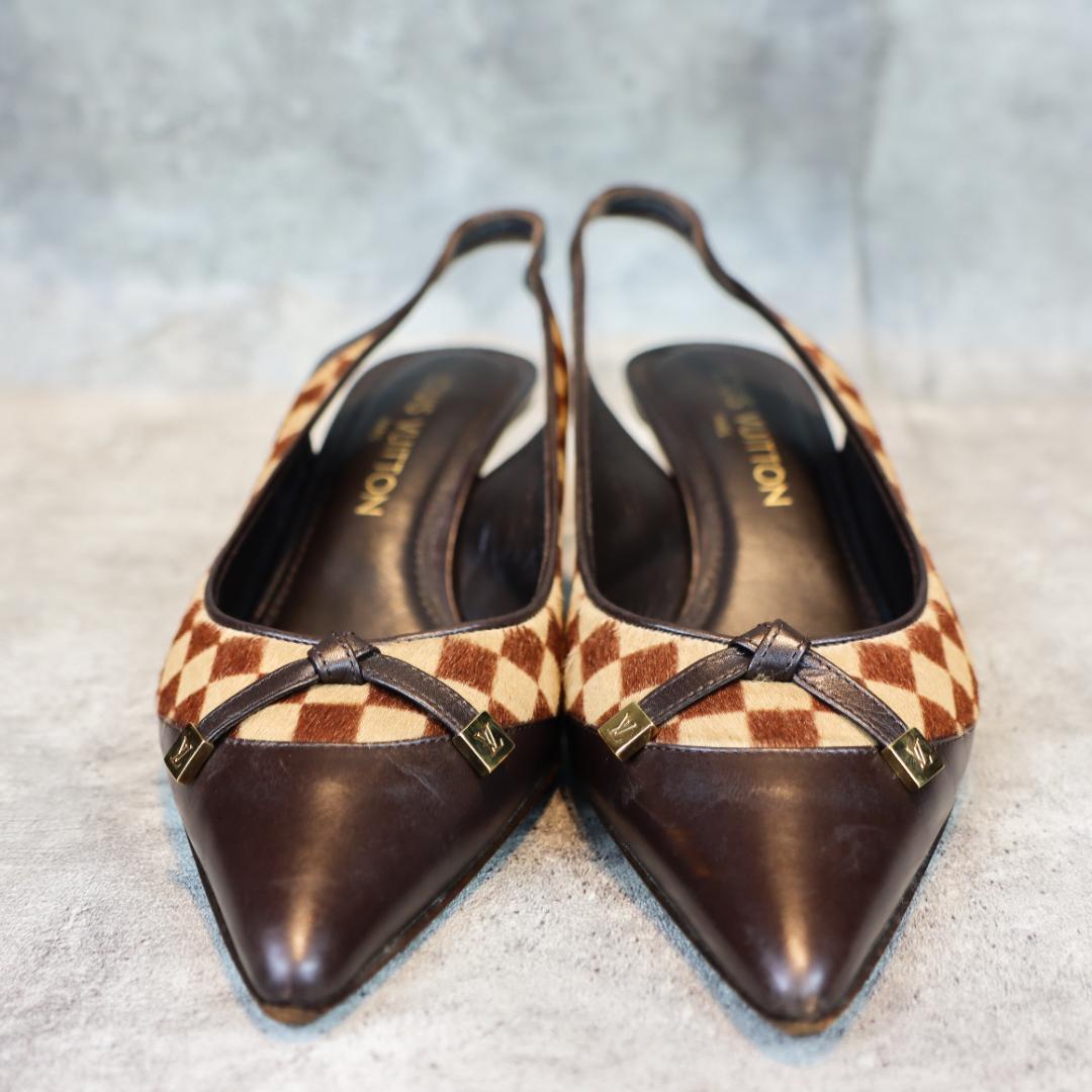 LOUIS VUITTON ハラコ パンプス レディース 高級 ミュール